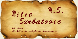 Milić Šurbatović vizit kartica